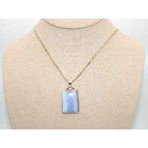 Catena bizantina piatta in argento Sterling 925 con ciondolo in agata placcato rodio oro Trendy reticolato catena di diamante pietra principale - Product Image 3