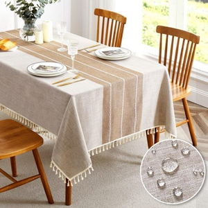 Nappe rectangulaire en coton 100% de qualité supérieure pour Table de salle à manger Technique tissée pour Tables rectangulaires rondes ovales - Product Image 2