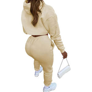 Custom Women's Crop Top <b>Long</b> Pants Sets Short Sleeve <b>T</b>-<b>Shirt</b> Joggers Tracksuit Solid Color Casual Knitting Fabric Washed - Product Image 2