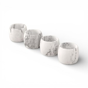 Ensemble d'anneaux de serviette en marbre blanc arrondi avec finition polie lisse pour la décoration de la restauration fine Unique - Product Image 4