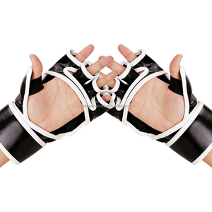 Gants de boxe MMA en cuir personnalisés en usine, respirants, légers, avec sangle de poignet réglable, durables, à demi-doigts, fermeture auto-agrippante - Product Image 3