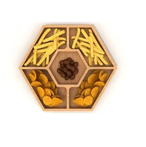 Plateau de service hexagonal en bois géométrique 4 Set fabriqué à la main pour la décoration intérieure minimaliste moderne à prix raisonnable - Product Image 2