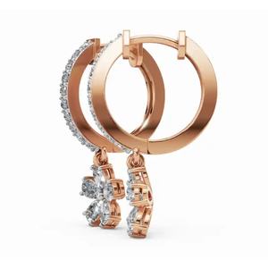 Pears <b>Floral</b> Serenade Diamond <b>Hoops</b> Earrings 9 KT 14 KT 18 KT Gold Lab Grown Jewelry Wholesale OEM B2B Export Supplier - Product Image 2