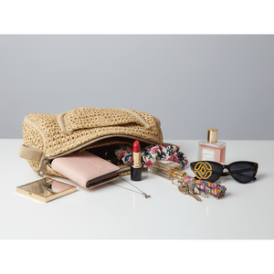 Lightweight Travel Organizer 9x4x5 Inch Raffia <b>Small</b> Toiletry Bag Side Pocket Multipurpose Makeup Pouch - Product Image 5
