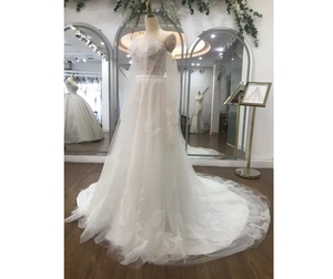 ชุดแต่งงานทรงเอไลน์ทำมือพร้อมลูกไม้ประดับลูกปัดหรูหรา TNBPno26ผ้าสวยงามสำหรับฤดูร้อนขนาดใหญ่พิเศษ - Product Image 1