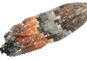 Venta al por mayor y al por menor Natural Multi-Moonstone Smooth Rondelle Gemstone Beads para joyería que hace la cantidad disponible - Product Image 2