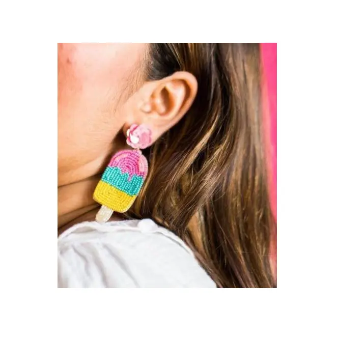 Handmade Fabric Trendy Ice Cream Cute Earrings Beaded Earings for Womens from Indian Exporter and Manufacturer