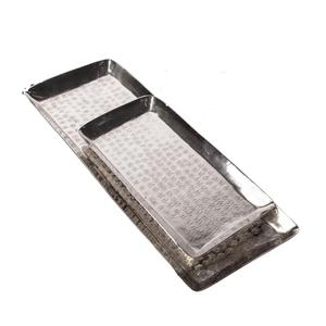 Juego de dos bandejas de aluminio para chocolate, bandeja de chocolate de diseñador hecha a mano niquelada, bandeja de chocolate de lujo de forma redonda - Product Image 5