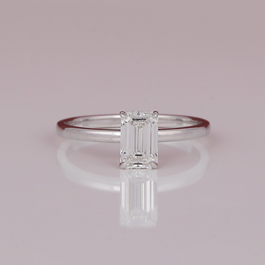 Style à la mode taille émeraude laboratoire cultivé diamant Solitaire bague de fiançailles 18K plaqué or massif IGI certifié bague cadeau fine pour femme - Product Image 1