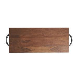 Plateau de service et de rangement rectangulaire élégant en bois massif avec larges poignées ergonomiques, finition lisse, construction durable, parfait pour les aliments - Product Image 5