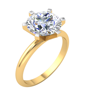 Bague de luxe pour femme en or jaune et blanc 9 carats, design classique, avec diamant rond taille brillant de 2,1 carats, cultivé en laboratoire, clarté VS, couleur EF - Product Image 1