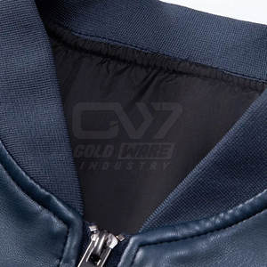 Chaqueta de cuero de talla personalizada al por mayor, chaqueta de cuero para uso en exteriores, chaqueta de invierno para hombre con cuello levantado - Product Image 4