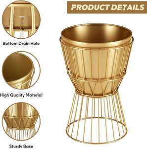 Macetas de Metal únicas con diseño moderno de Aura luminosa, diseño sofisticado brillante, decoración del hogar, maceta cubierta con soporte elegante - Product Image 2