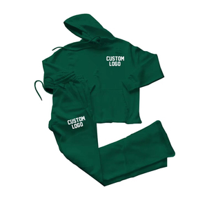 Conjunto de pantalones de chándal con capucha y cremallera con logotipo personalizado 100% algodón poliéster chándal de invierno para imprimir al por mayor chándal de dos piezas en blanco - Product Image 3