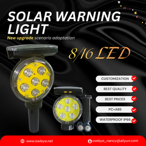 ضوء تحذير LED عالي التأثير مع عاكس ضوئي 3M، تصنيف IP66، يعمل بالطاقة الشمسية/البطارية، بدون صوت - سهل التركيب في أي مكان - Product Image 2