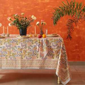 Verano amarillo Floral indio mano bloque impreso algodón mantel boda mesa cubierta - Product Image 2