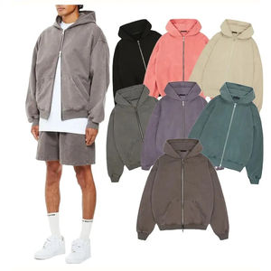 Conception de bande de roulement la plus vendue personnalisée vierge surdimensionnée Double fermeture éclair couleur vierge fermeture éclair complète mode vêtements sweats à capuche pour hommes - Product Image 1