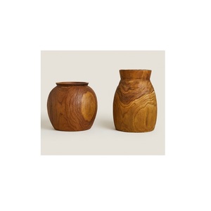 Pots de fleurs en bois d'acacia pour la décoration de table de bureau taille personnalisée et vase de fleur en bois sculpté de forme ronde avec vernis brillant - Product Image 6