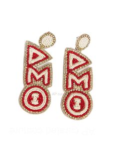 Pendientes de cuentas personalizados con cualquier logotipo Pendientes de tela de moda con estilo para equipos de temporada navideña - Product Image 2