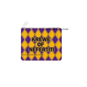 Petites pochettes à monnaie personnalisables en gros, avec fermeture éclair, motifs faits main complexes, broderie de perles de rocaille, Mardi Gras - Product Image 1