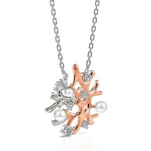 Collier en argent sterling avec perle de culture Jeulia, design récif corallien - Product Image 2