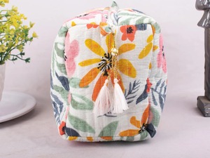 3-Piece Vintage Cotton Cosmetic Case <b>with</b> <b>Zipper</b> Closure Eco-Friendly Water Resistant Durable Small Size Travel Ready Gift Idea - Product Image 5