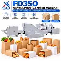 Machine à sacs en papier SOS à fond plat FD350 pour la restauration à emporter, les services alimentaires et l'emballage de boulangerie, pour l'emballage d'épicerie