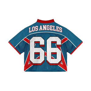 Ensembles de maillots de football américain personnalisés en polyester 100% avec sublimation, unisexe, coupe ample, style streetwear hip-hop, manches courtes en mesh - Product Image 2