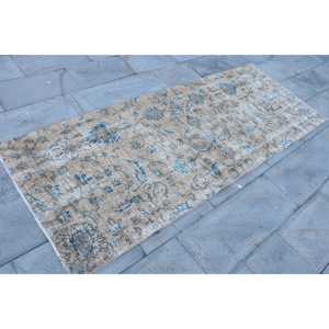 Alfombra turca de 3x7.6 pies, alfombra vintage con motivos de plantas y árboles azules - Product Image 3