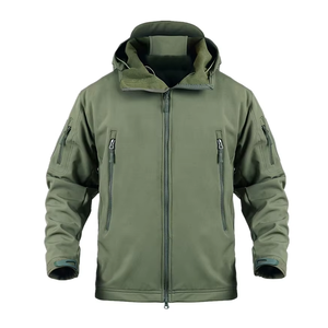 Transpirable cálido en invierno al aire libre de los hombres de lona de cuello alto chaqueta Softshell con bolsillos delanteros - Product Image 1