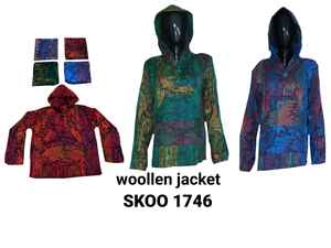 Elegante chaqueta con capucha de lana de moda Boho Hippie ropa de calle de moda con cremallera y decoración de botones - Product Image 2