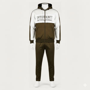 Ensemble de survêtement deux pièces pour homme OEM 100 % polyester, effet délavé, avec veste zippée intégrale et pantalon - Product Image 3