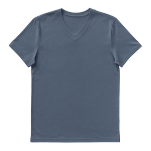 T-Shirt da Uomo Blu Chiaro 100% Cotone Organico di Lusso con Scollo a V Pre-Ristretto Certificato GOTS Premium Manica Corta Traspirante - Product Image 1