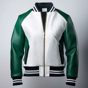 Veste universitaire en laine et cuir véritable pour hommes | Noir avec logos de broderie personnalisés - Product Image 1