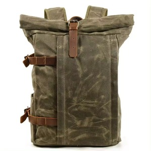 Leather Canvas Luxury <b>Backpack</b> Vintage Travel Hiking School Laptop OEM LCBP-0180 Lightweight Eco-Friendly Large Capacity - Product Image 1