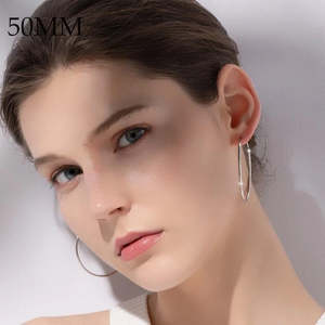 Pendientes de aro de plata de ley 925 para mujer, ligeros, estilo religioso, chapados en rodio, hipoalergénicos, YELANM30 - Product Image 5