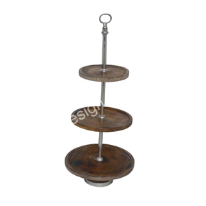 Plateaux en bois pour servir les aliments, décoration de table pour fête d'anniversaire, support à gâteau à 2 étages, respectueux de l'environnement - Product Image 5