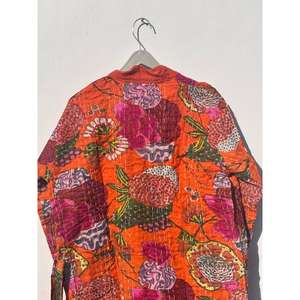 Indian Handmade Vintage Cotton Kantha Kimono Indian Kantha Kimono <b>Lightweight</b> Women <b>Long</b> <b>Coat</b> Unisex Wear Jacket Gift for Her - Product Image 5