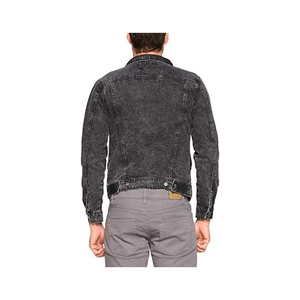 เสื้อแจ็กเก็ตยีนส์สำหรับผู้ชายเสื้อแจ็กเก็ตยีนส์สไตล์ลำลองสีดำล้วนสไตล์แฟชั่นสำหรับผู้ชาย - Product Image 2