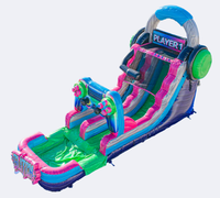 Toboggan gonflable commercial à une voie de 16 pieds avec piscine pour fêtes, certifié CE, garantie 3 ans, capacité maximale 500 personnes