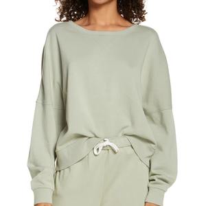 Haute qualité meilleure vente femmes pull sweat coton coréen tendance en gros haut col rond brodé décoration - Product Image 1