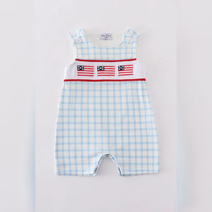 Traje clásico de una pieza inspirado en el sur de Jonjon para bebés, vestido bordado con bandera azul para ocasiones especiales y fotos - Product Image 1