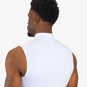 Camiseta sin mangas de algodón 100% ajustada para hombre, camisola informal básica, camiseta sin mangas de gimnasio con cuello de tortuga - Product Image 5