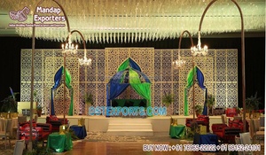 Mega evento malasio boda escenario decoración Tamil hindú ceremonia fibra boda escenario Grand Rajwada tema fibra boda escenario EE. UU. - Product Image 5