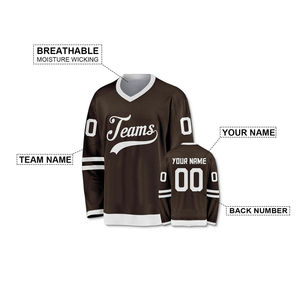 Maillots de hockey sur glace personnalisés en twill, respirants, imprimés par sublimation, uniformes de hockey sur glace, 100% polyester, vente en gros - Product Image 3