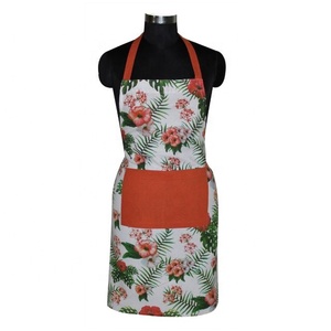 Cotton Linen Apron Manufacturer Geometric Black White Printed Unisex Cooking Pinafore Bulk OEM Private <b>Label</b> Supply - Product Image 4