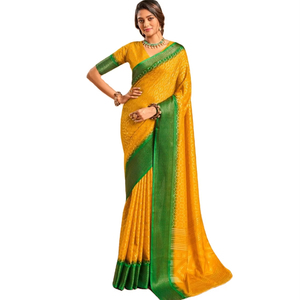 Traditional Dola Style Foil-Printed Silk <b>Saree</b> Collection for Formal Parties Wear - Product Image 1