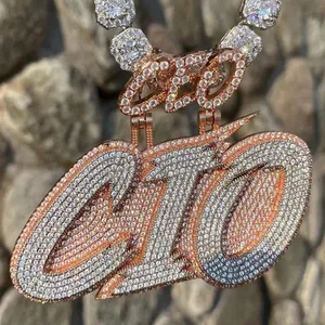 Encanto de lujo Premium personalizado nombre Hip Hop Moissanite Diamante tachonado Iced Out colgantes para la venta de proveedor indio - Product Image 1