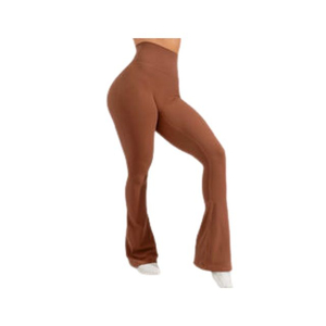 Entrenamiento de cintura alta Ropa deportiva de color sólido personalizada Leggings de cintura personalizados Leggings acampanados - Product Image 2