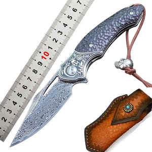 Vente en gros personnalisée Manche en bois VG10 Damas Acier Pliant Survie Camping Cleaver Couteau tactique à lame Tanto tranchante comme un rasoir - Product Image 1